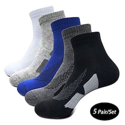 Men's 5 Pairs Crew Socks Men Socks Black White Color Plain Casual Daily Basic Medium Fall Winter Warm Lightinthebox
