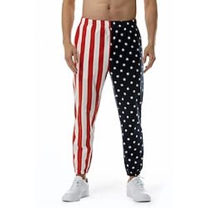 Men's Joggers Tapered pants Elastic Waist Print National Flag Windproof Sports Full Length Casual Weekend Skinny Chino Black-White Micro-elastic miniinthebox