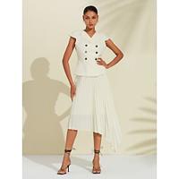 Solid Pleated Flat Collar Cap Sleeve Jumpsuit Lightinthebox