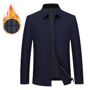 Men's Winter Jacket Casual Jacket Pocket Inside Pocket Polyester Pocket Regular Casual Daily Casual Office Casual Fall  Winter Plain  Solid Black Green Dark Blue Puffer Jacket Lightinthebox