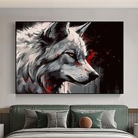 Abstract Winter Animals Picture Wolf Handpainted Oil Painting Handmade Winter Canvas Wall Pictures Living Room Decor Abstract Modern Rolled Canvas No Frame miniinthebox - thumbnail