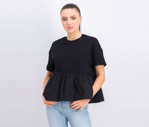 Womens Ruffled T-Shirt  Black