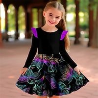 Girls' 3D Floral Ruffle Dress Long Sleeve 3D Print Spring Fall Sports  Outdoor Daily Holiday Cute Casual Beautiful Kids 3-12 Years Casual Dress A Line Dress Above Knee Polyester Regular Fit Lightinthebox - thumbnail