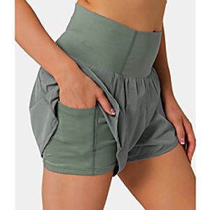 Women's Running Shorts Athletic Shorts Bottoms 2 in 1 with Phone Pocket High Waist Summer Yoga Fitness Gym Workout Running Trail Comfy Quick Dry Breathable Sport Purple Green Black / High Elasticity miniinthebox