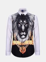 Fashion Casual Business 3D Printing Slim Fit Long Sleeve Dress Shirts for Men