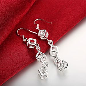Women's Drop Earrings 3D Stylish Simple Silver Plated Earrings Jewelry Silver For Daily Work 1 Pair miniinthebox