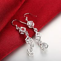 Women's Drop Earrings 3D Stylish Simple Silver Plated Earrings Jewelry Silver For Daily Work 1 Pair miniinthebox - thumbnail