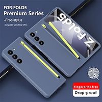 Phone Case For Samsung Galaxy Z Fold 5 Z Fold 4 Back Cover with Screen Protector Pencil Holder Full Body Protective Solid Color PC miniinthebox