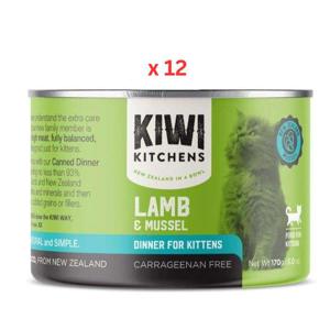 Kiwi Kitchens Lamb & Mussel Dinner Canned Wet Kitten Food 170G Pack Of 12