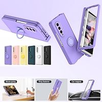 Phone Case For Samsung Galaxy Z Fold 5 Z Fold 4 Z Fold 3 Z Fold 2 Back Cover Magnetic Adsorption with Screen Protector Ring Holder Magnetic Solid Color PC miniinthebox - thumbnail