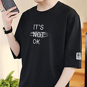 Men's Unisex Tee T shirt Hot Stamping Graphic Prints Letter Plus Size Print Short Sleeve Casual Tops Cotton Basic Fashion Designer Big and Tall White Black Light gray miniinthebox