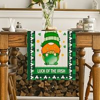 Green Lucky Shamrock St. Patrick's Day Table Runner, Seasonal Spring Holiday Kitchen Dining Table Decoration For Indoor Outdoor Home Party Decor Lightinthebox - thumbnail