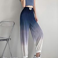 Women's Fashion Streetwear Comfort Daily Weekend Chinos Pants Gradient Ankle-Length Elastic Waist Blue Black Lightinthebox - thumbnail