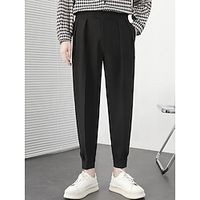 Men's Dress Pants Trousers Pleated Pants Suit Pants Pocket Plain Comfort Breathable Outdoor Daily Going out Fashion Casual Black White Lightinthebox - thumbnail
