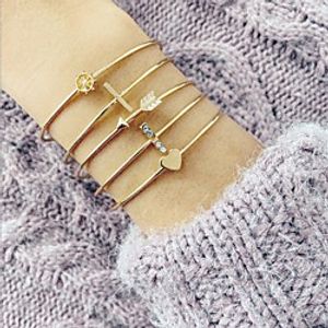 5pcs Women's Bracelet Stacking Stackable Heart Stylish European Sweet Rhinestone Bracelet Jewelry Gold For Party Evening Prom Date Birthday Festival miniinthebox
