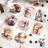 1 Pack 30 Sheets Retro Coffee Sticker Hand Account DIY Decoration Scrapbooking Photo Album Craft, Creative Masking Tape, Scrapbooking Decor, Journaling Decor, Arts And Crafts Projects Decor miniinthebox - thumbnail
