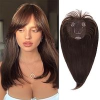 14Inch Hair Topper for Women With Thinning Hair Wiglets Toppers for Thinning Hair With Bangs Big Base Cover Synthetic Hair Topper Clip-in Hair Pieces Dark Brown Lightinthebox