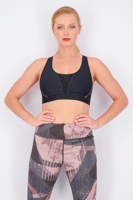 Womens Padded Icon Sports Bra  Black