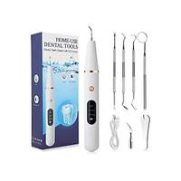 USB Teeth Cleaning Kit With LED Screen LED Light 2 Cleaning Heads 3 Modes Dental Teeth Cleaner Waterproof Electric Tooth Cleaner Home Tools Lightinthebox