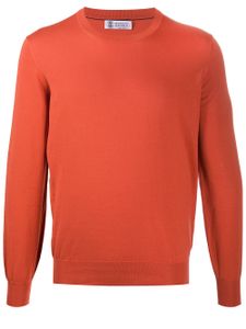 Brunello Cucinelli contrasting neckline cotton jumper - ORANGE