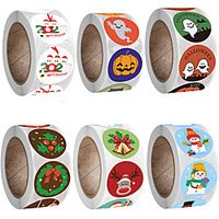 500pcs/Roll Christmas Halloween Stickers Gifts Envelop Candy Bag Label Stickers miniinthebox - thumbnail