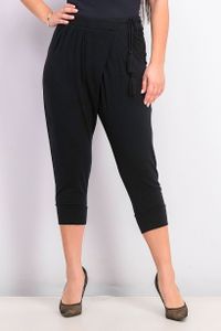 Womens Cuffed Hem Drawstring Pants  Black
