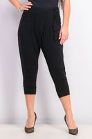 Womens Cuffed Hem Drawstring Pants  Black - thumbnail