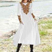 Women's Casual Dress Swing Dress Midi Dress Blue Yellow Long Sleeve Floral Pocket Winter Fall Autumn Winter Dress Fall Dress 2022 S M L XL XXL 3XL Lightinthebox - thumbnail