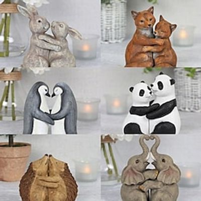 Animal Figurine Statue Sculpture Craft Ornaments,Art Creative Garden Hugging Animal Statue Polyresin Sculpture Figurine Indoor Crafts Landscape Decoration, Fox Statu miniinthebox