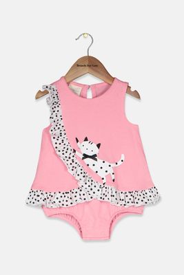 Baby Girls Cotton Kitty Sunsuit  Pink Hydrangea