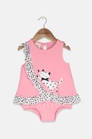 Baby Girls Cotton Kitty Sunsuit  Pink Hydrangea - thumbnail