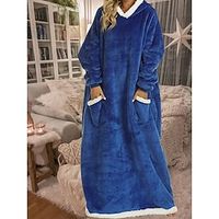 Women's Casual Dress Night Dress Long Dress Maxi Dress Adorable Daily Pocket Graphic Hooded Home Lounge Light Green Pink 2023 Fall Winter One-Size Lightinthebox - thumbnail