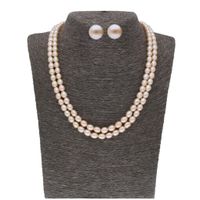Sri Jagdamba Pearls Cherry 2 Lines oval Pearl Set - JPJUN-20-245