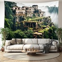 Fantasy Mountain Village Hanging Tapestry Wall Art Large Tapestry Mural Decor Photograph Backdrop Blanket Curtain Home Bedroom Living Room Decoration Lightinthebox - thumbnail