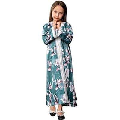 Girls' Muslim Dress Jalabiya Kaftan For Kid's Dubai Style Arabian Adults Religious Saudi Arabic Dress Abaya For Ramadan miniinthebox
