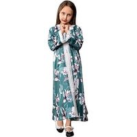 Girls' Muslim Dress Jalabiya Kaftan For Kid's Dubai Style Arabian Adults Religious Saudi Arabic Dress Abaya For Ramadan miniinthebox - thumbnail