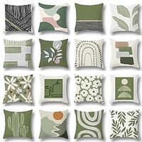 Green plant abstract geometric printing pillow cover home sofa bedside living room cushion cushion cover miniinthebox - thumbnail