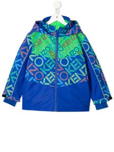 Kenzo Kids logo-print hooded ski jacket - Blue