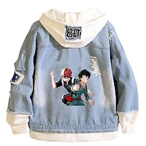 My Hero Academia Todoroki Shoto Bakugou Katsuki Deku Anime Cartoon Manga Anime Denim Jacket Harajuku Kawaii Coat For Men's Women's Unisex Adults' Hot Stamping Denim miniinthebox