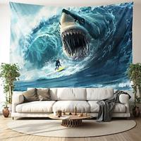 Surfing Shark Ocean Hanging Tapestry Wall Art Large Tapestry Mural Decor Photograph Backdrop Blanket Curtain Home Bedroom Living Room Decoration Lightinthebox