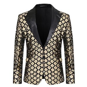 Disco Disco 1980s Suits  Blazers Lapel Collar Blazer Men's Costume Golden  Black  Silver Vintage Cosplay Party Halloween Club Long Sleeve  Coat Lightinthebox