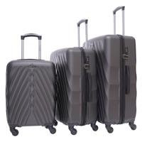 PARA JOHN 3-Piece Hard Side ABS Luggage Trolley Set 20/24/28 Inch DARK GREY