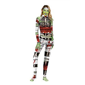 Women's Onesies Jumpsuits Home Party Halloween Street Print Skull Polyster Funny Soft Fall Winter Long Sleeve Long Pant Zipper Lightinthebox