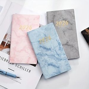 1pc 2024 A6 English Calendar Book Artificial Leather Monthly Index Notebook Daily Plan Annual Calendar Book Portable Pocket Notebook miniinthebox