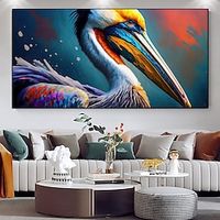 Handmade Oil Painting Hand Painted Horizontal Abstract Animals Contemporary Modern Rolled Canvas (No Frame) Lightinthebox