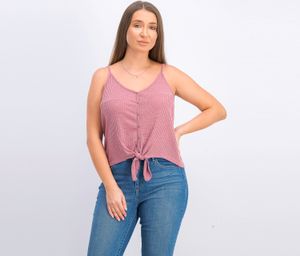 Juniors Button-Front Tie-Waist Tank Top  Raisin