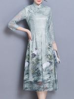 Chinese Style Printed Slim Dresses