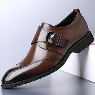 Men's Oxfords Derby Shoes Retro Formal Shoes Walking Casual Christmas Xmas Daily Leather Comfortable Booties / Ankle Boots Loafer dark brown Black Spring Fall miniinthebox