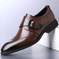 Men's Oxfords Derby Shoes Retro Formal Shoes Walking Casual Christmas Xmas Daily Leather Comfortable Booties / Ankle Boots Loafer dark brown Black Spring Fall miniinthebox - thumbnail
