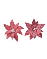 Homesmiths Christmas Poinsettia Velvet Snow Foam Red 2 Assorted Design 1 Piece